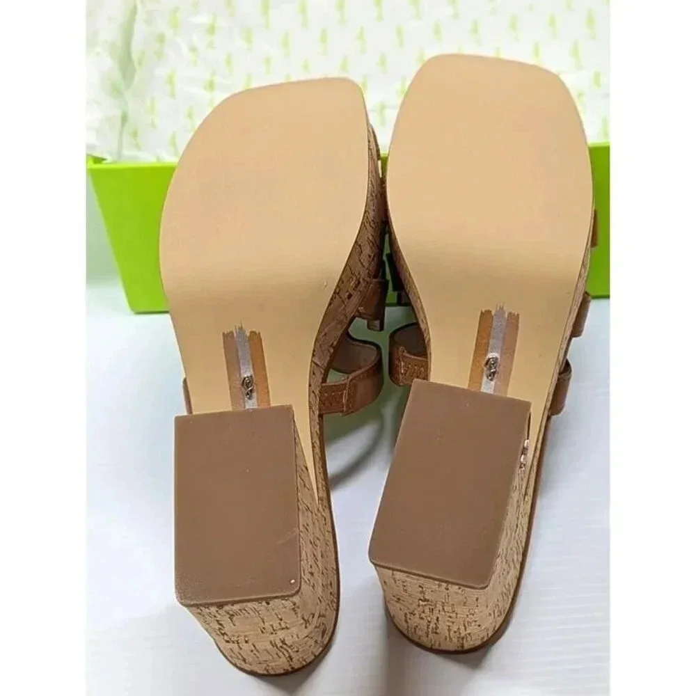 Sam Edelman Women's Dev Leather Cork Platform Sandals Size 9 (MSRP $150)